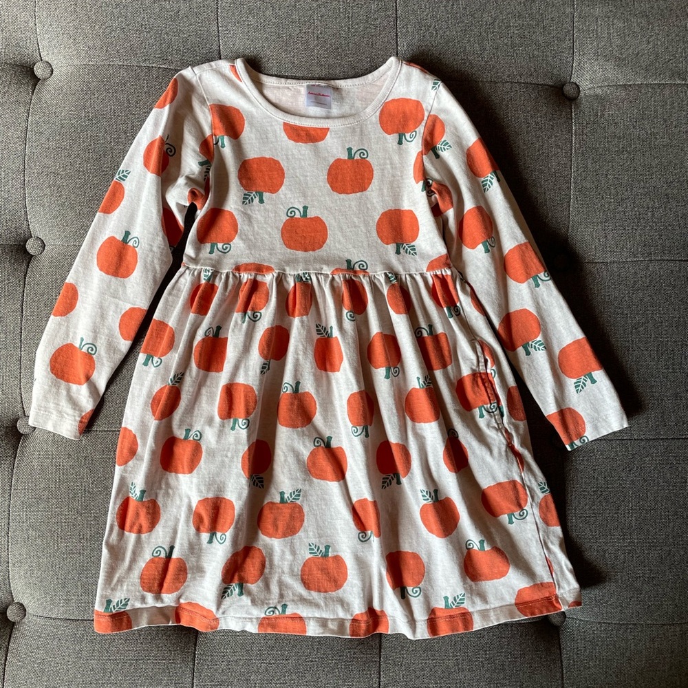 Hanna Andersson Long Sleeve Halloween pumpkin Print Pocket Dress